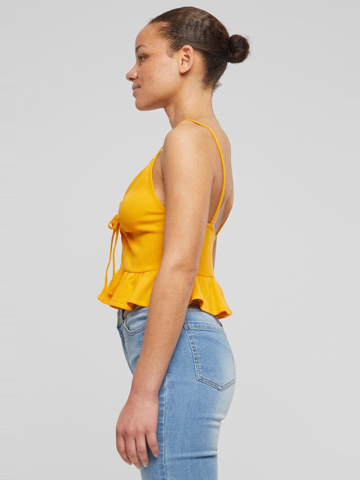 Ladies Waffle Pique Ruffle Top Urban Classics TB6871-03677 magicmango