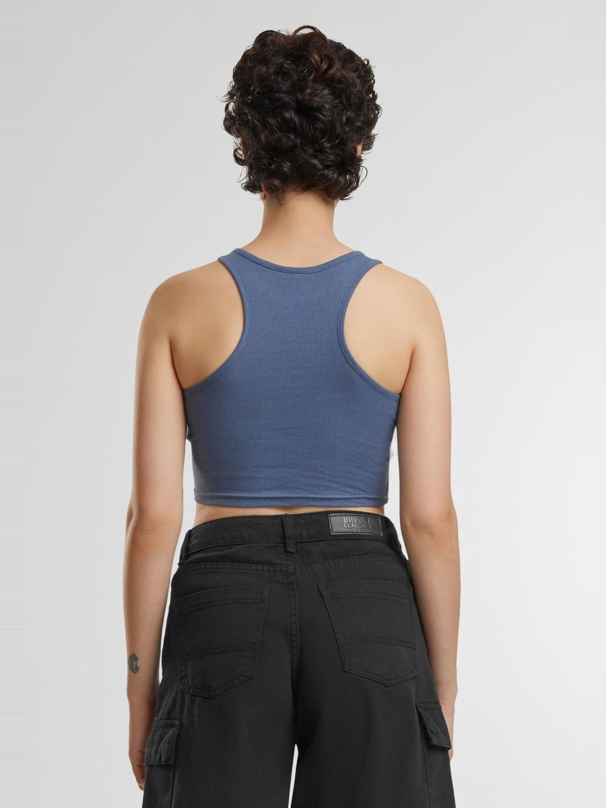 Ladies Cropped Rib Top Urban Classics TB1498-02428 Vintageblue