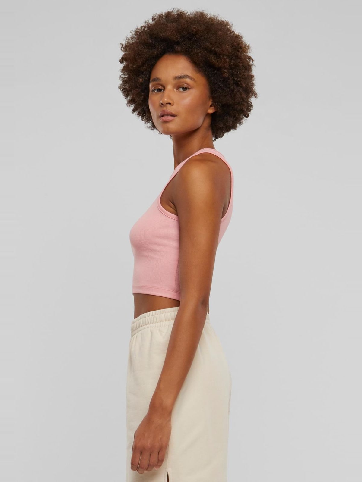 Ladies Cropped Rib Top Urban Classics TB1498-12897 Lemonadepink