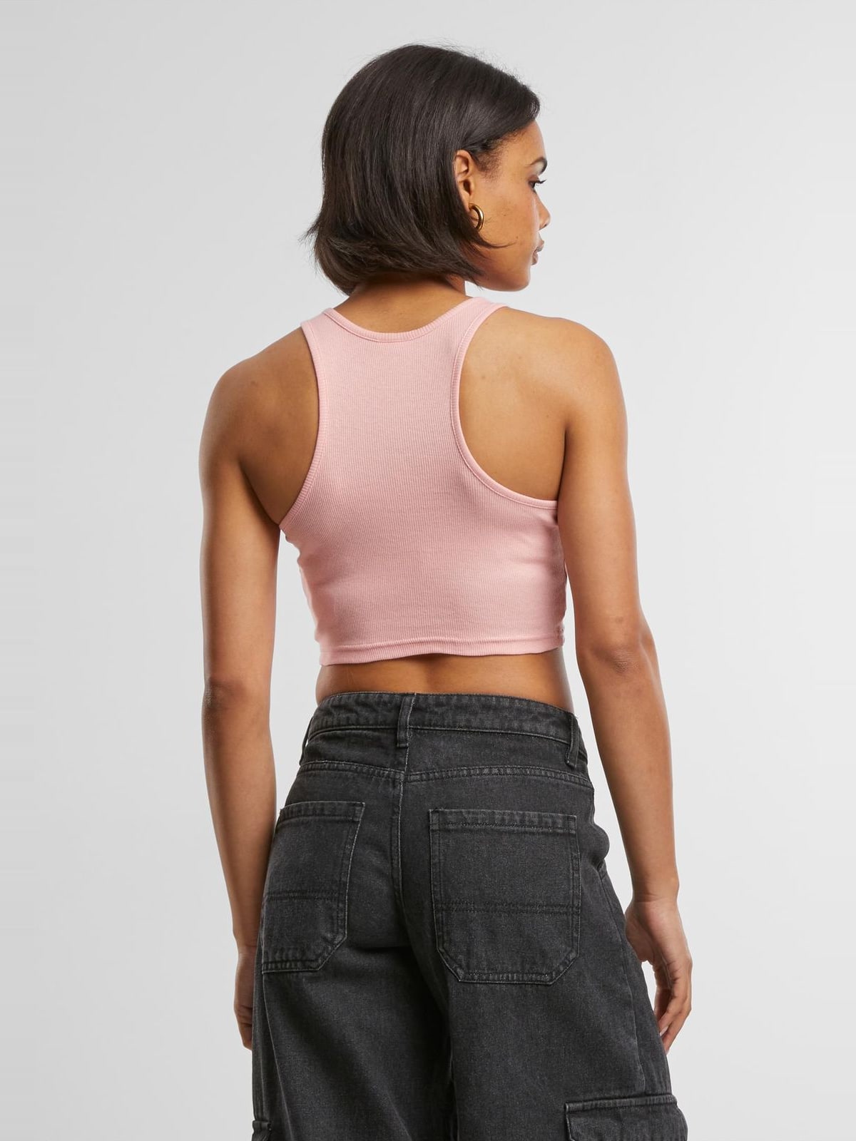 Ladies Cropped Rib Top Urban Classics TB1498-12897 Lemonadepink