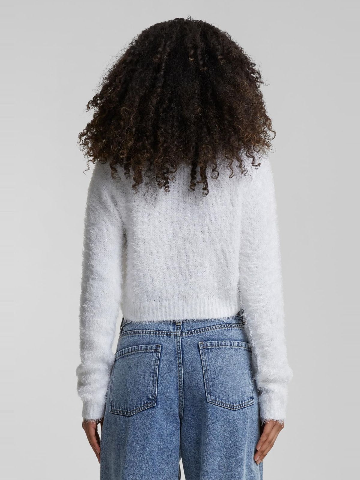 Ladies Cropped Feather Cardigan Urban Classics TB5440-00220 White