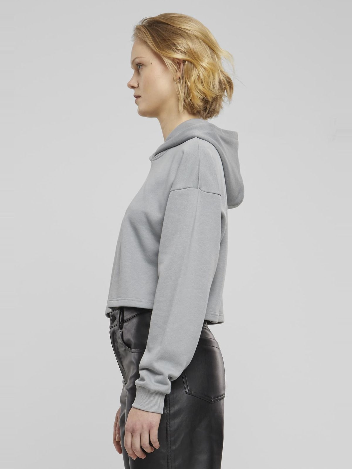 Ladies Oversized Cropped Light Terry Hoodie Urban Classics TB6854-02946 Lightasphalt