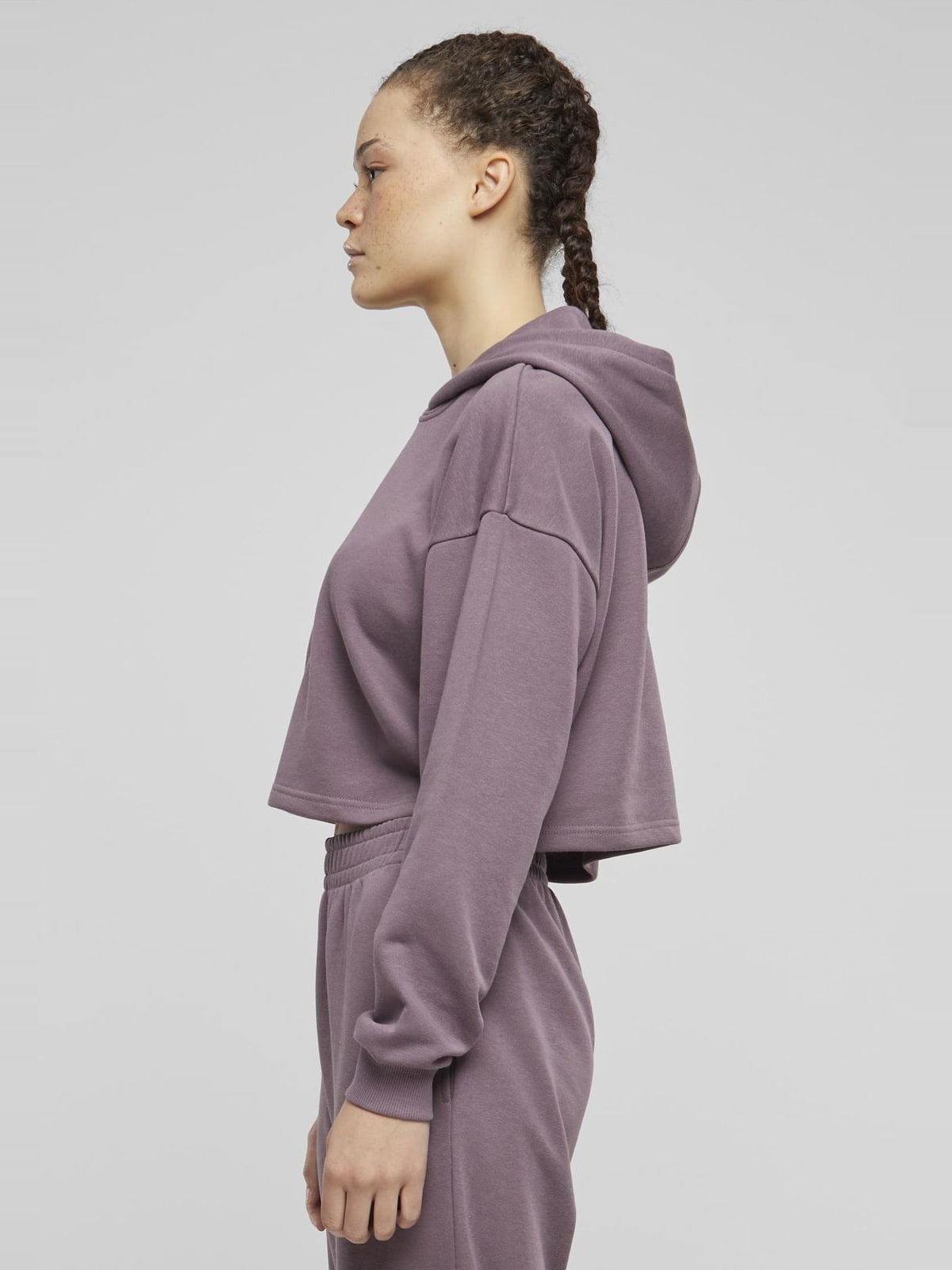 Ladies Oversized Cropped Light Terry Hoodie Urban Classics TB6854-17534 Fadedpurple