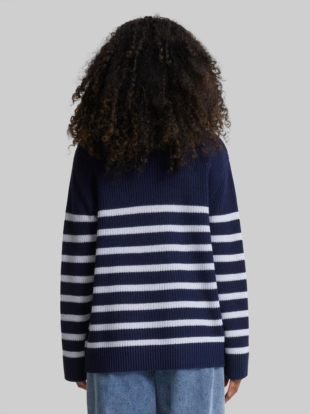 Ladies Rib Striped Sweater Urban Classics TB6895-01200 Navy/White