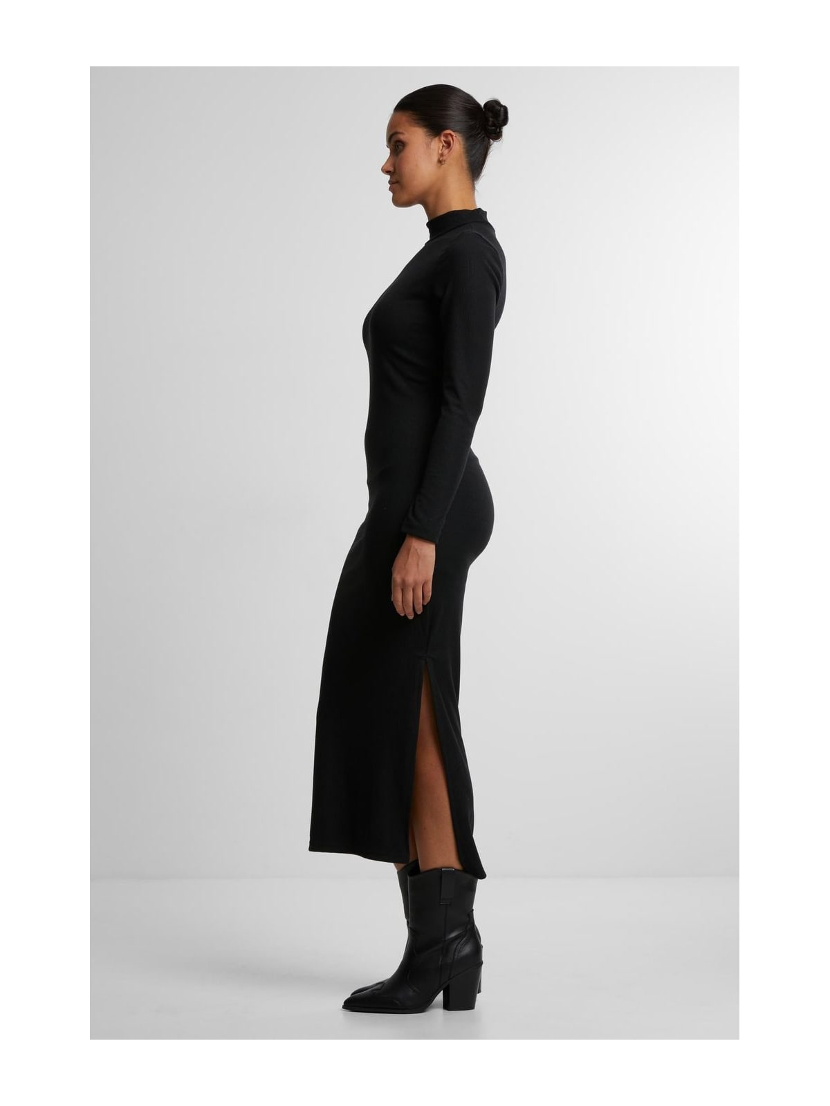 Ladies Rib Longlseeve Mockneck Dress Urban Classics TB6933-00007 Black