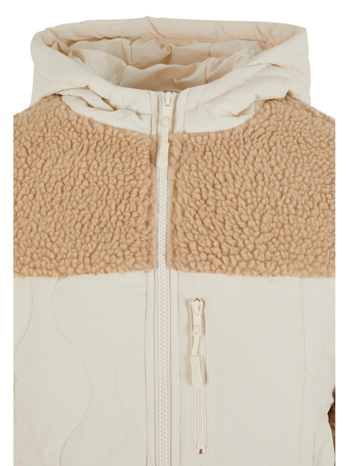 Ladies Sherpa Crinkle Nylon Mix Jacket Urban Classics TB7071-04442 Unionbeige/Whitesand