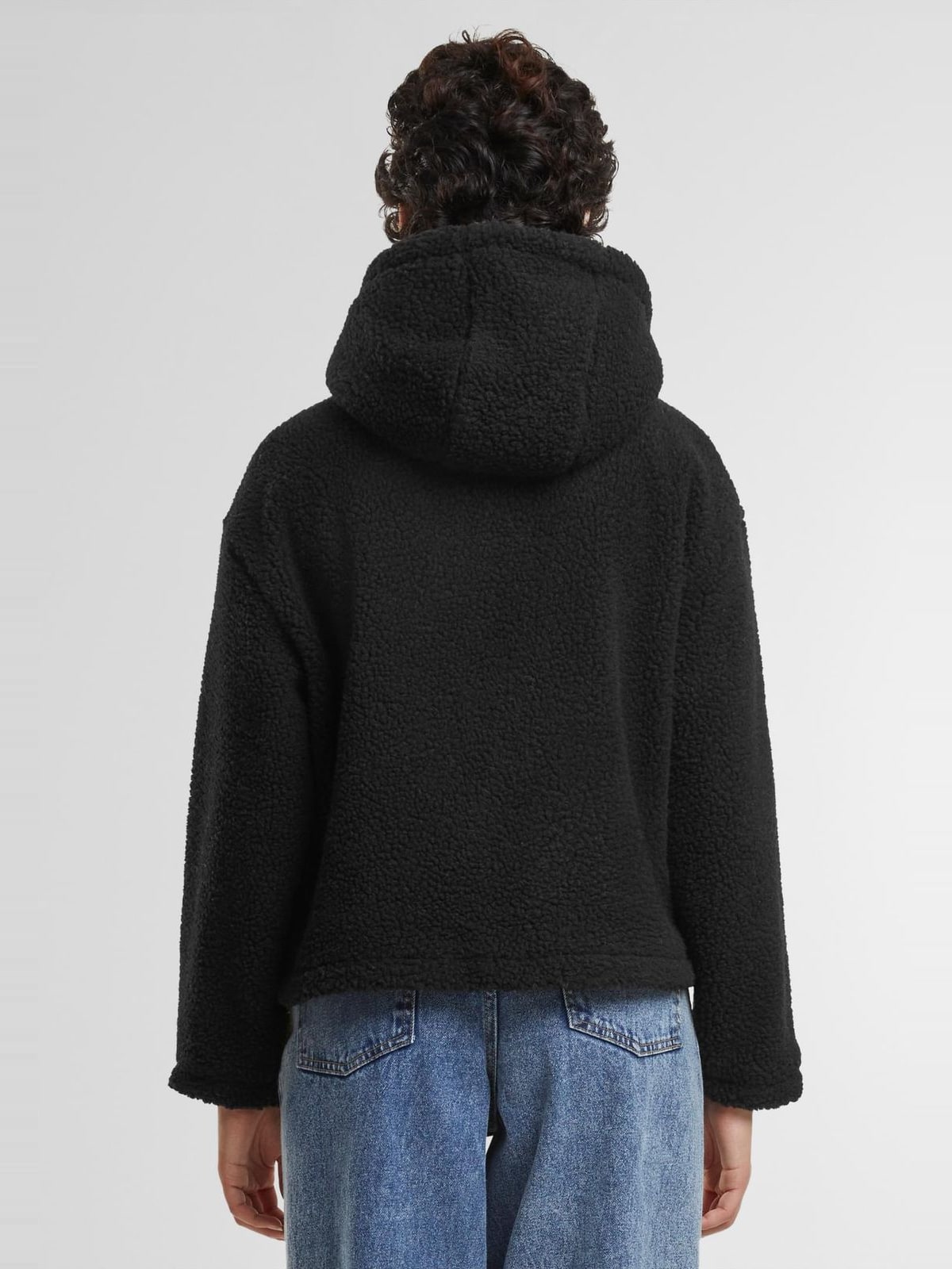 Ladies Short Hooded Sherpa Jacket Urban Classics TB7072-00007 Black
