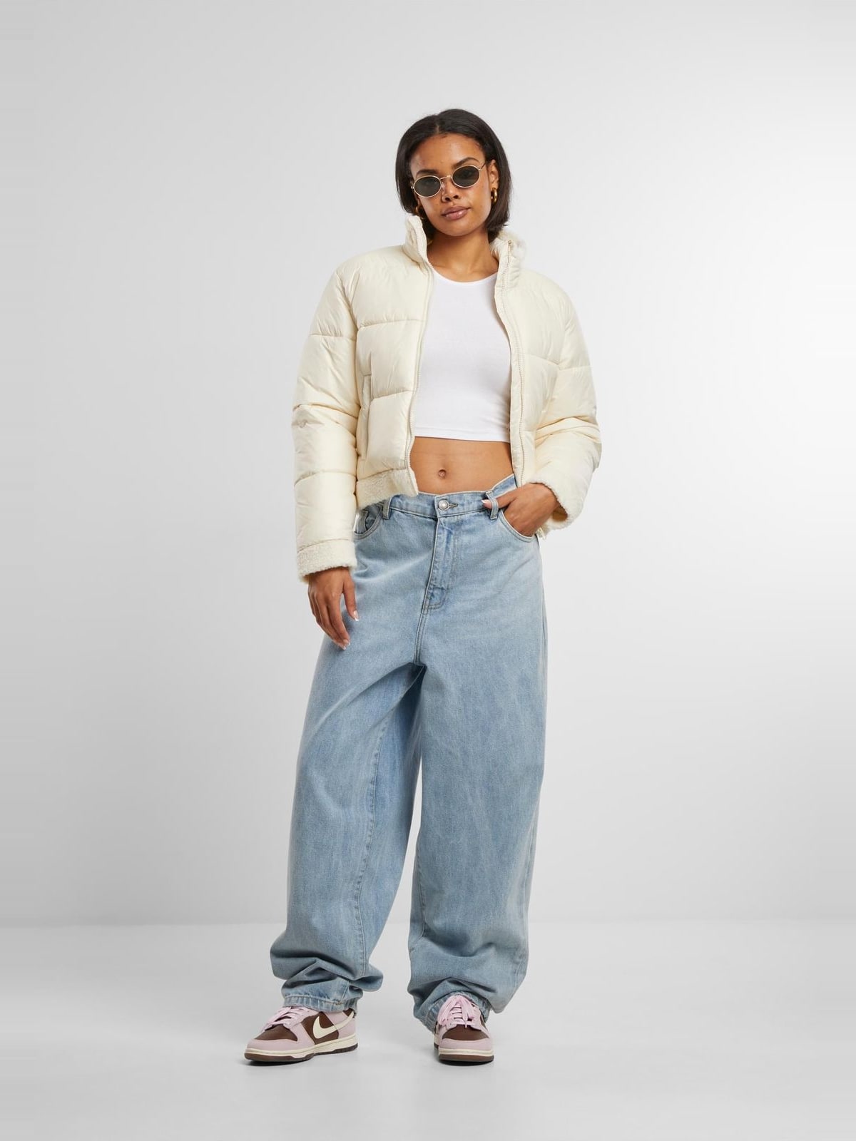 Γυναικείο Μπουφάν Puffer TB7074 Urban Classics Sherpa Shiny Recycled Whitesand/Whitesand