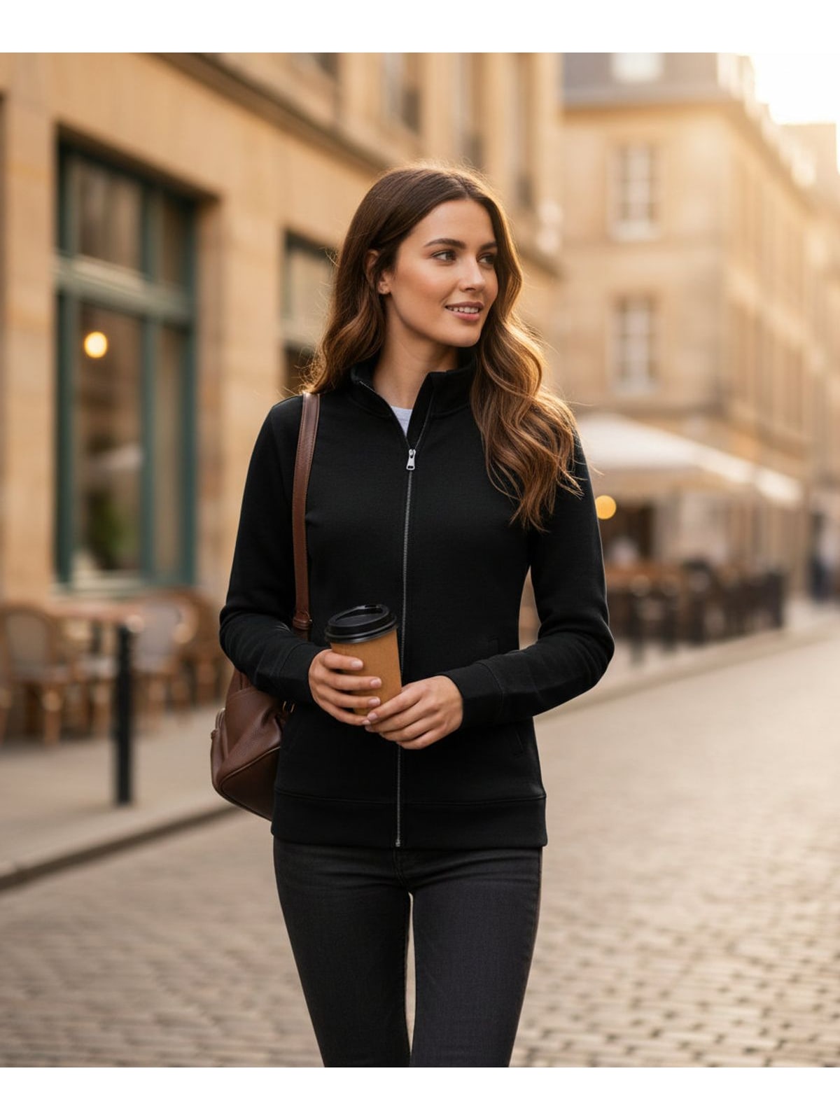 Γυναικείο Φούτερ με Φερμουάρ 0R267F0 Russell Authentic Zip Black