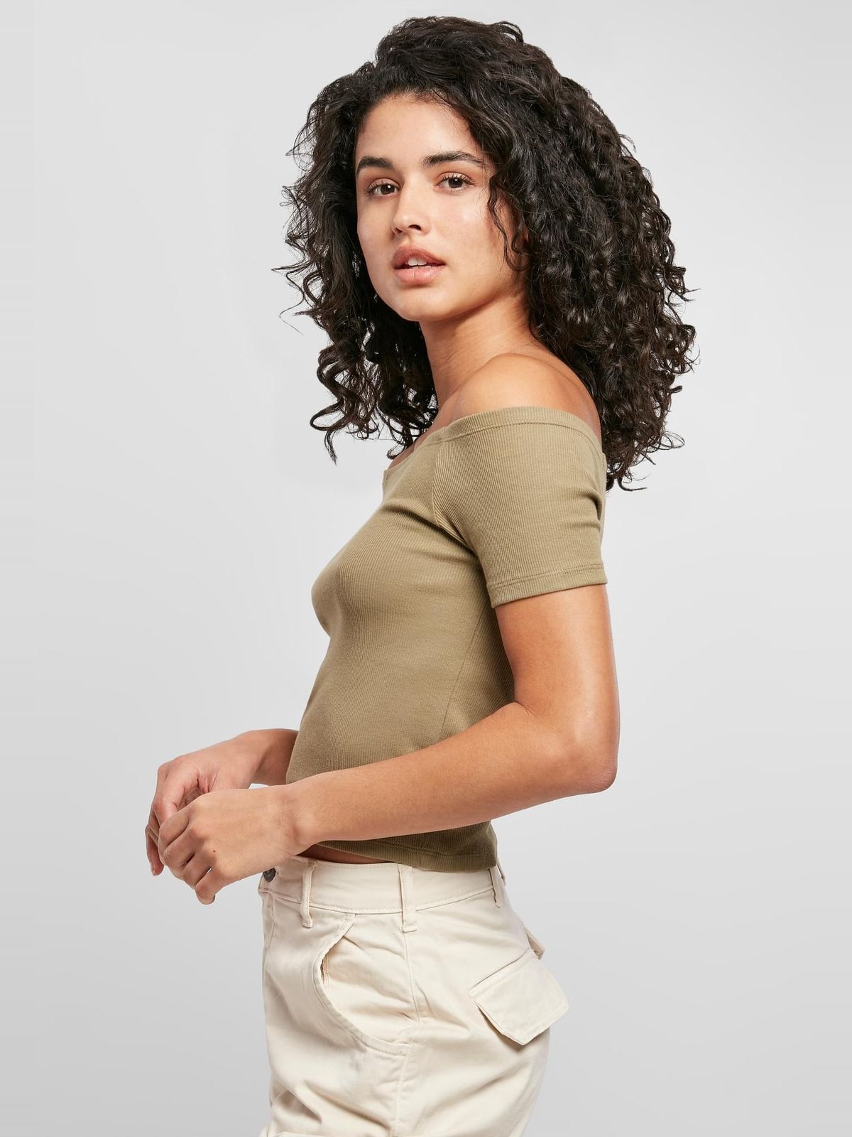 Γυναικεία Μπλούζα Off Shoulder Rib TB1500-00472 Urban Classics Khaki