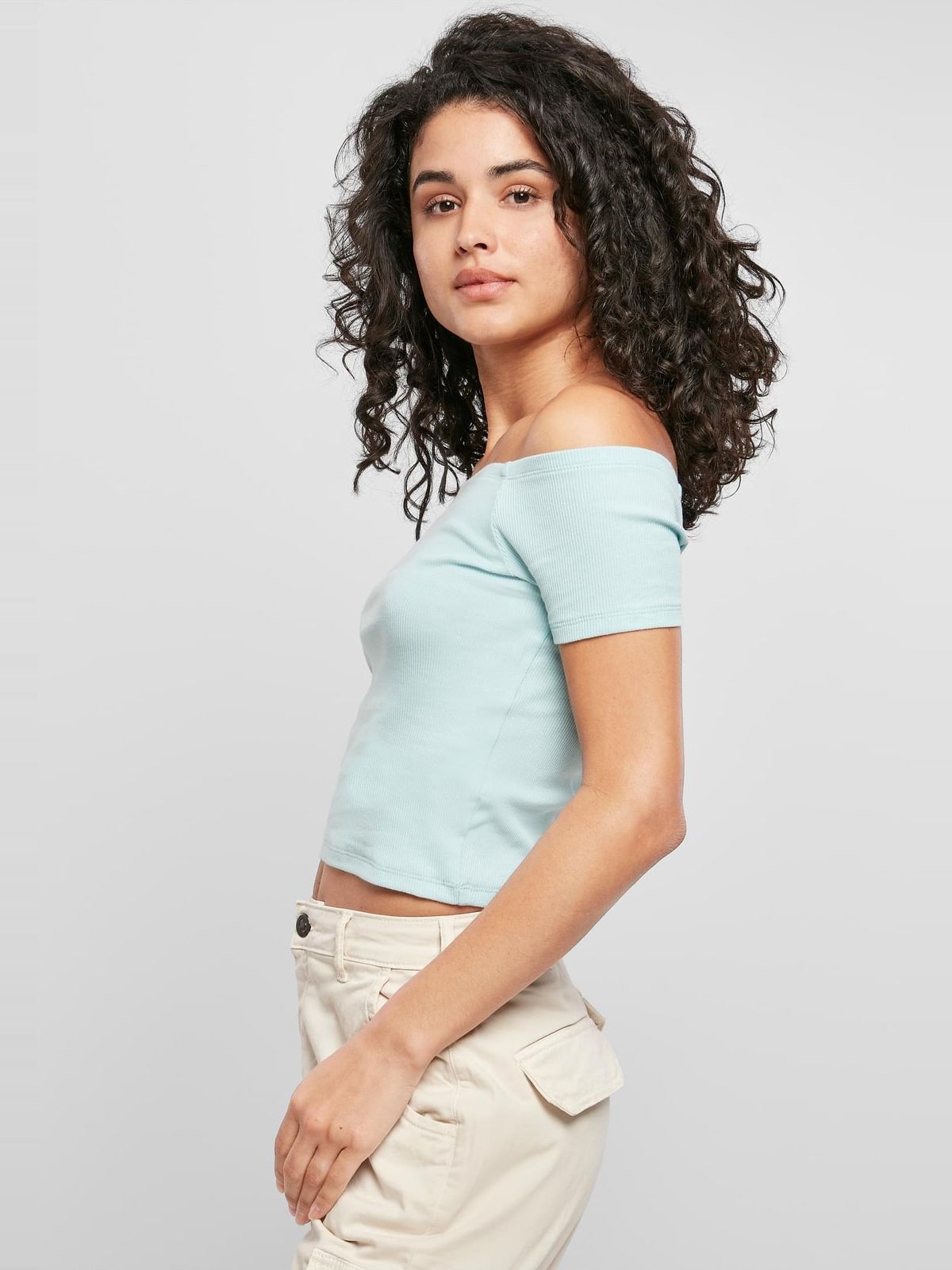 Γυναικεία Μπλούζα Off Shoulder Rib TB1500 Urban Classics Seablue