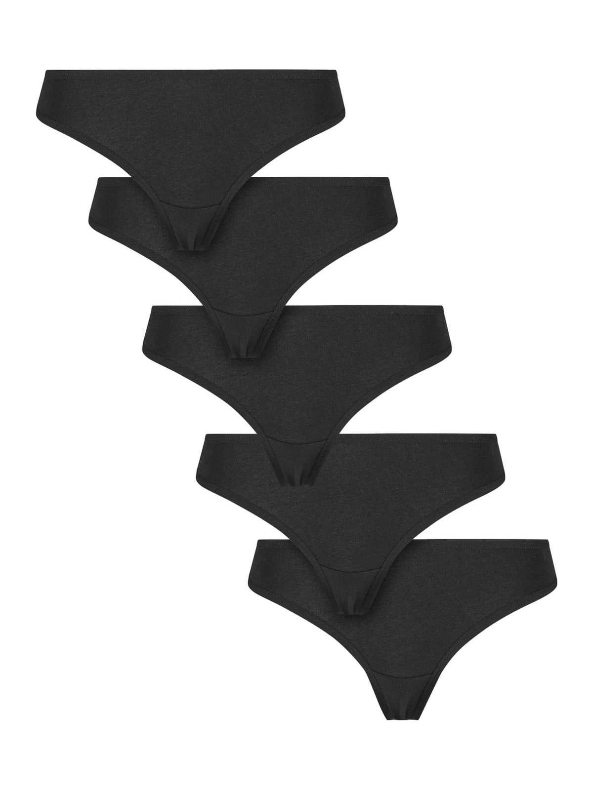 Ladies Basic Cotton Tanga 5-Pack Urban Classics TB7666C-03878 black+black+black+black+black