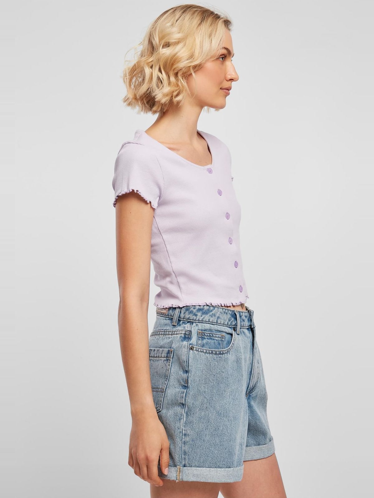 Γυναικείο Cropped T-Shirt με Κουμπιά TB4103 Urban Classics Lilac