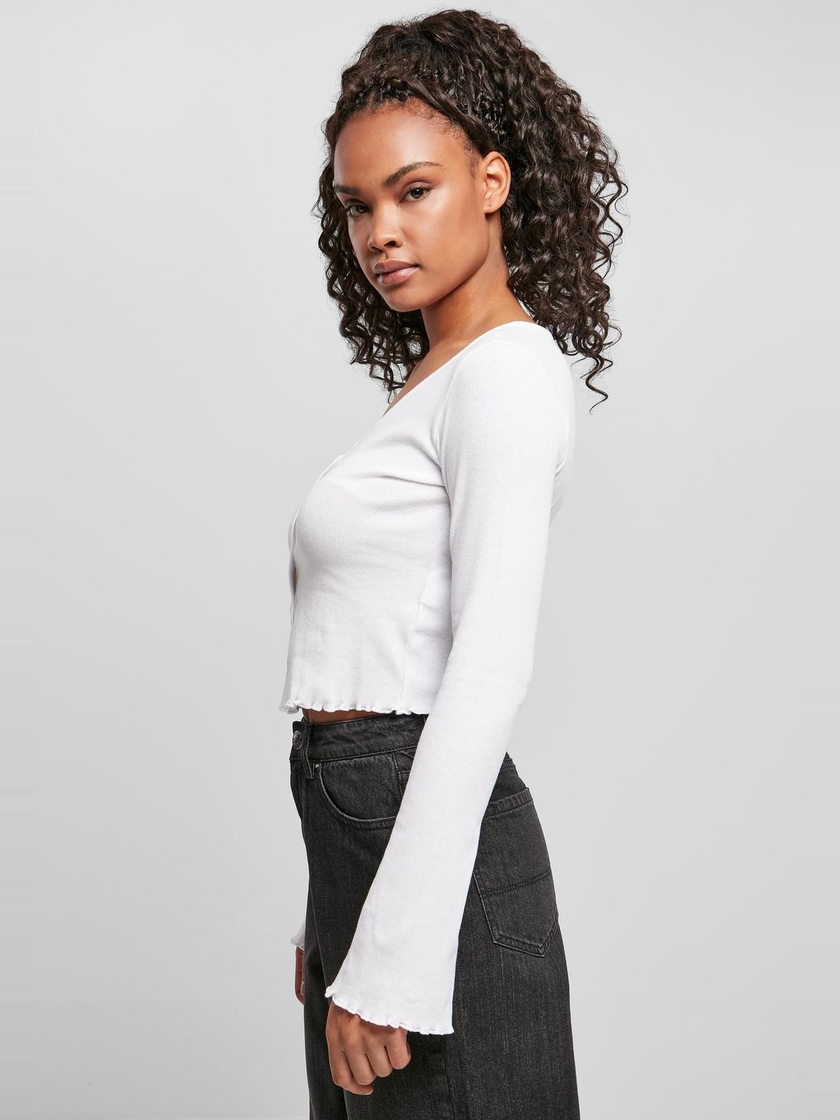 Γυναικεία Πλεκτή Ζακέτα Cropped Rib TB4533 Urban Classics White