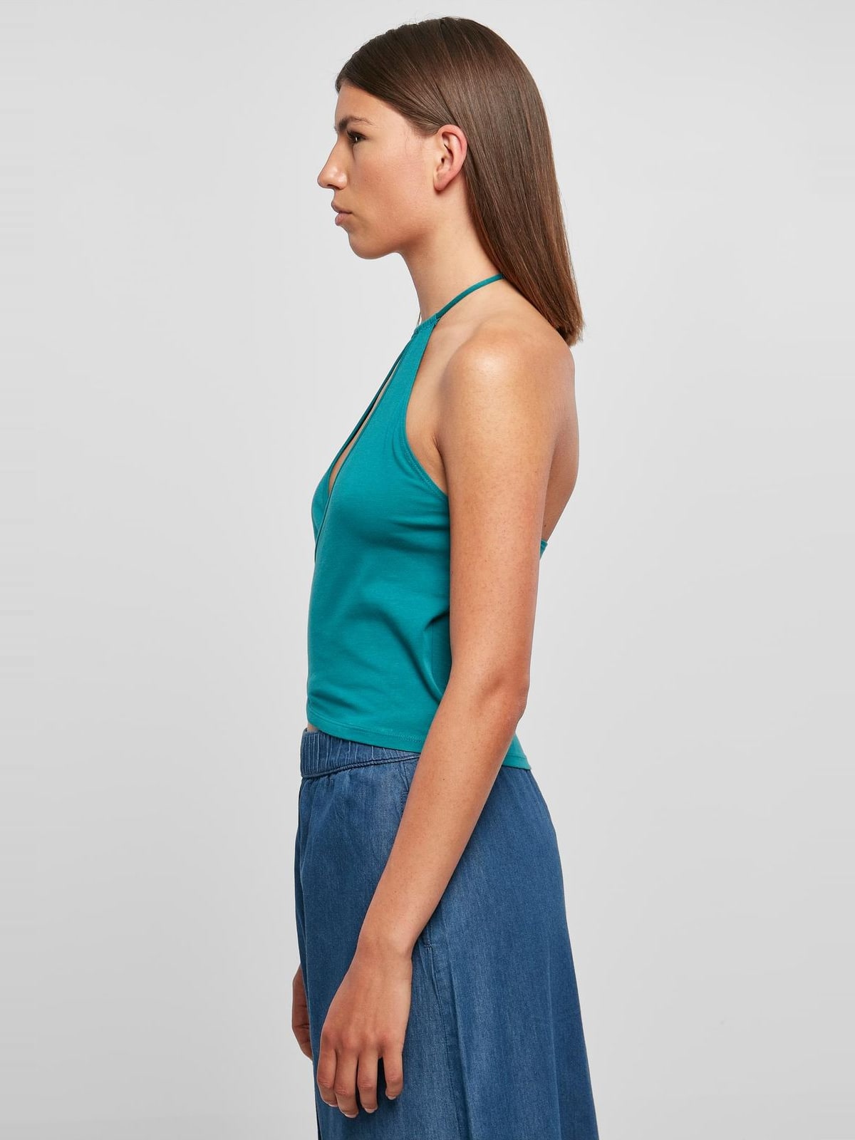 Γυναικείο Τοπ Short Wrapped Neckholder TB5974 Urban Classics watergreen