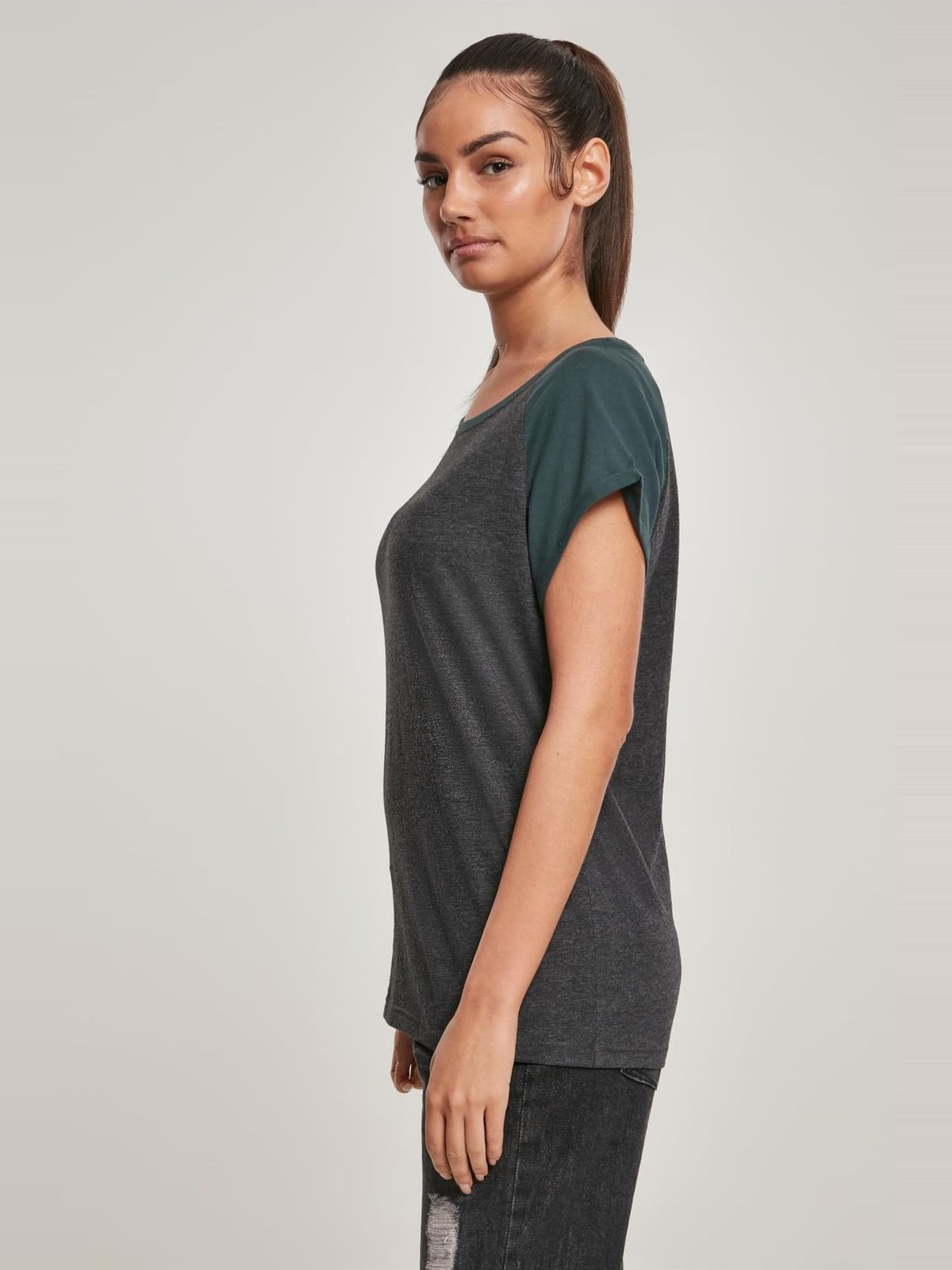 Γυναικείο T-Shirt Contrast Raglan TB1913-02251 Urban Classics Charcoal/Bottlegreen