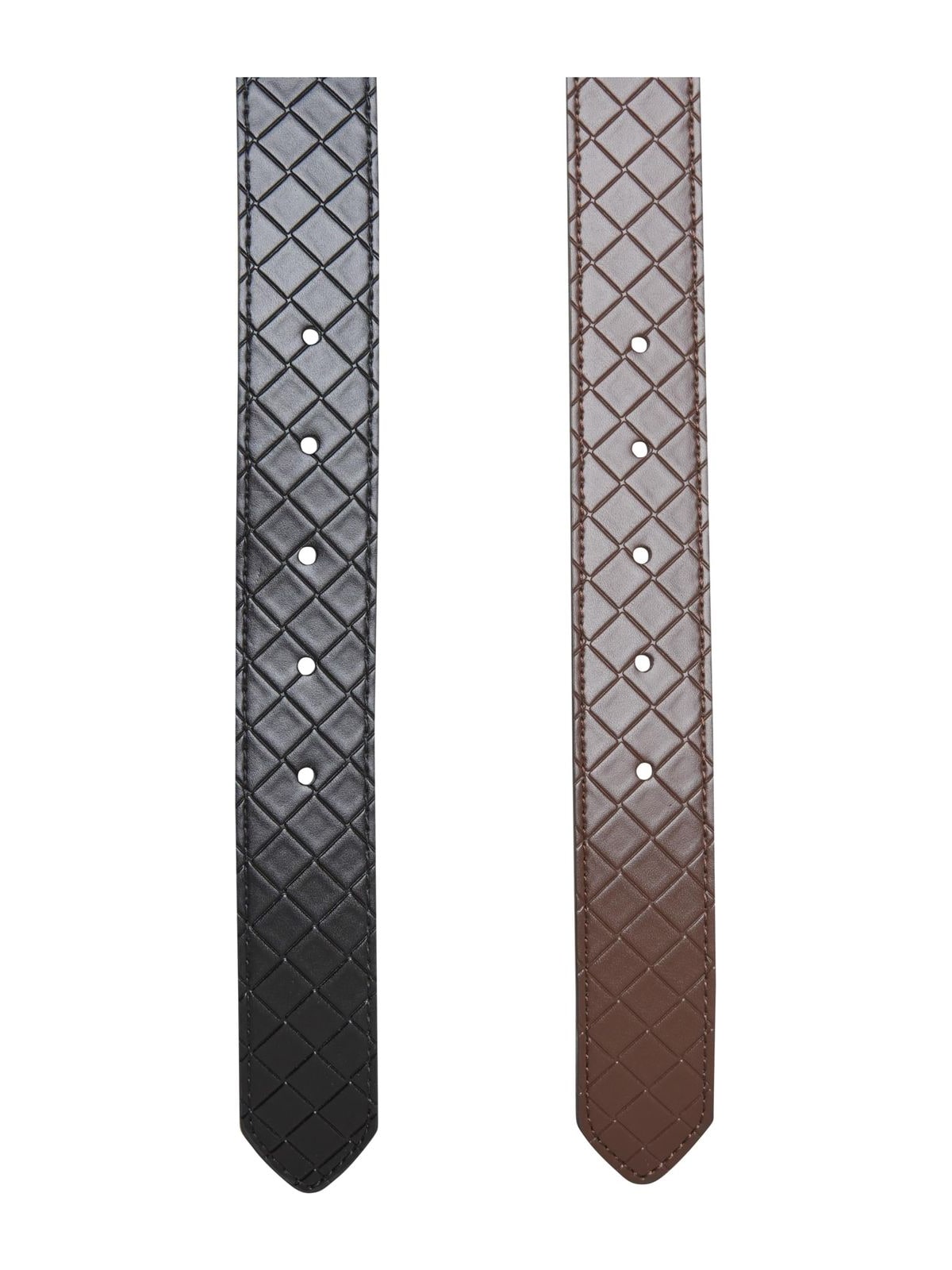 Σετ 2 Ζώνες Woven Embossed Synthetic Leather TB7217A-17831 Urban Classics black/silver+brown/silver