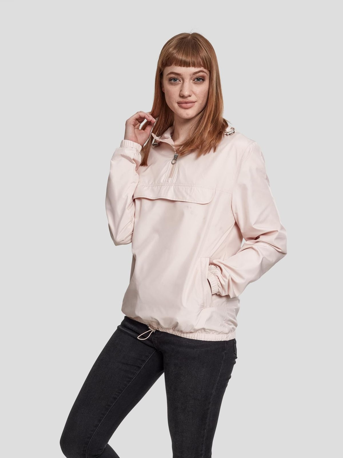 Γυναικείο Μπουφάν Pull Over TB2013 Urban Classics Black-Rose Light Pink