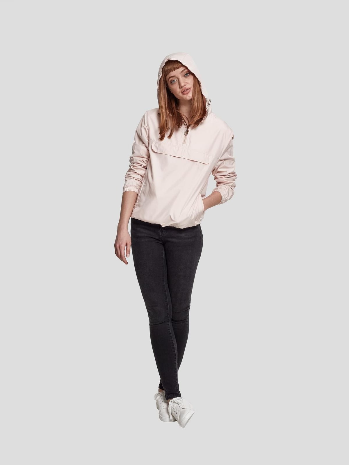 Γυναικείο Μπουφάν Pull Over TB2013 Urban Classics Black-Rose Light Pink