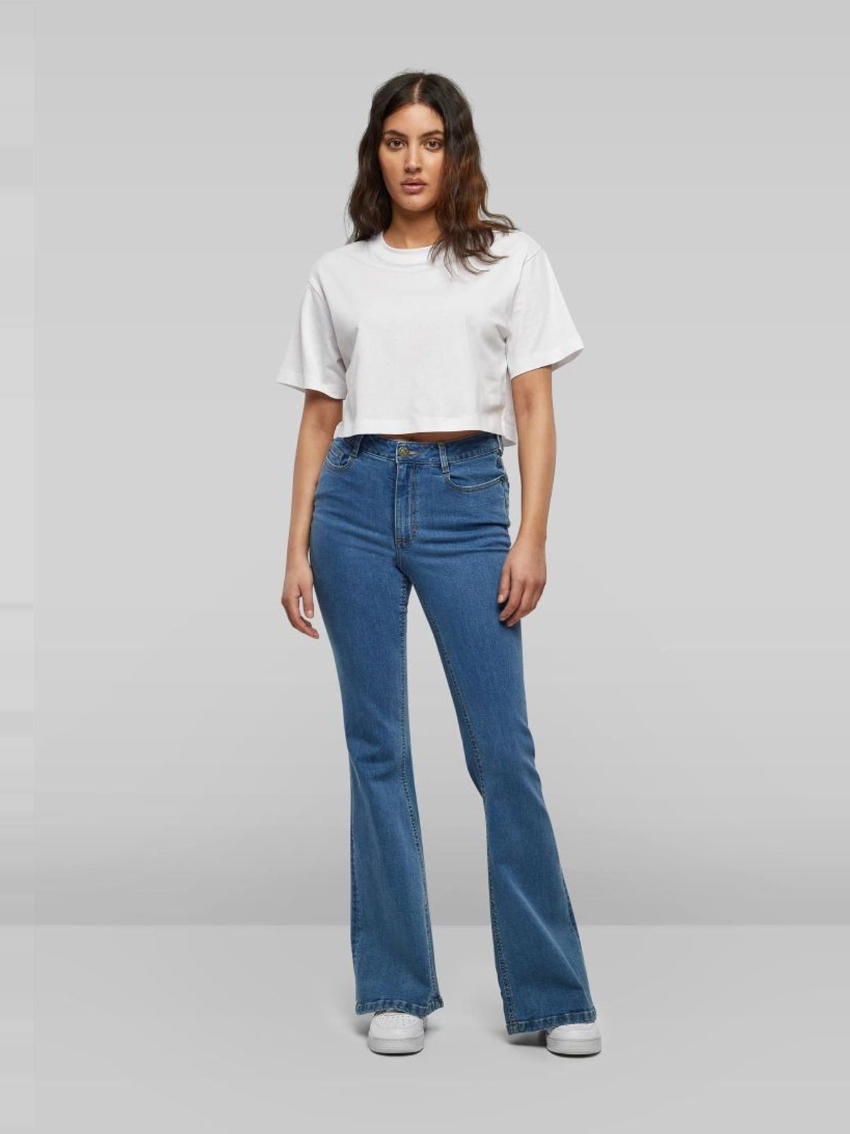 Γυναικείο T-Shirt Oversized Cropped BY264 Build Your Brand White
