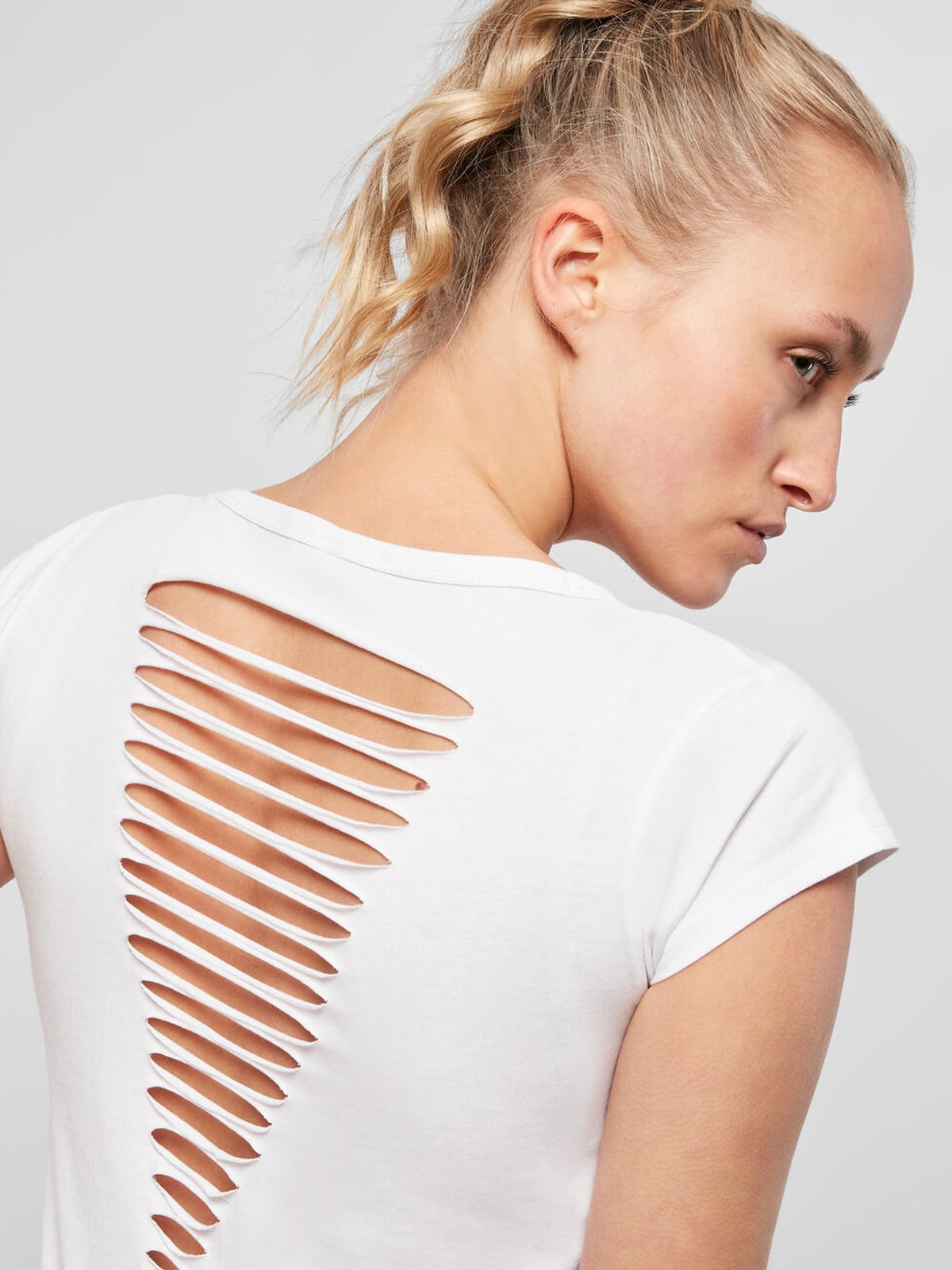 Γυναικείο T-shirt Back Cut BY035 Build Your Brand White