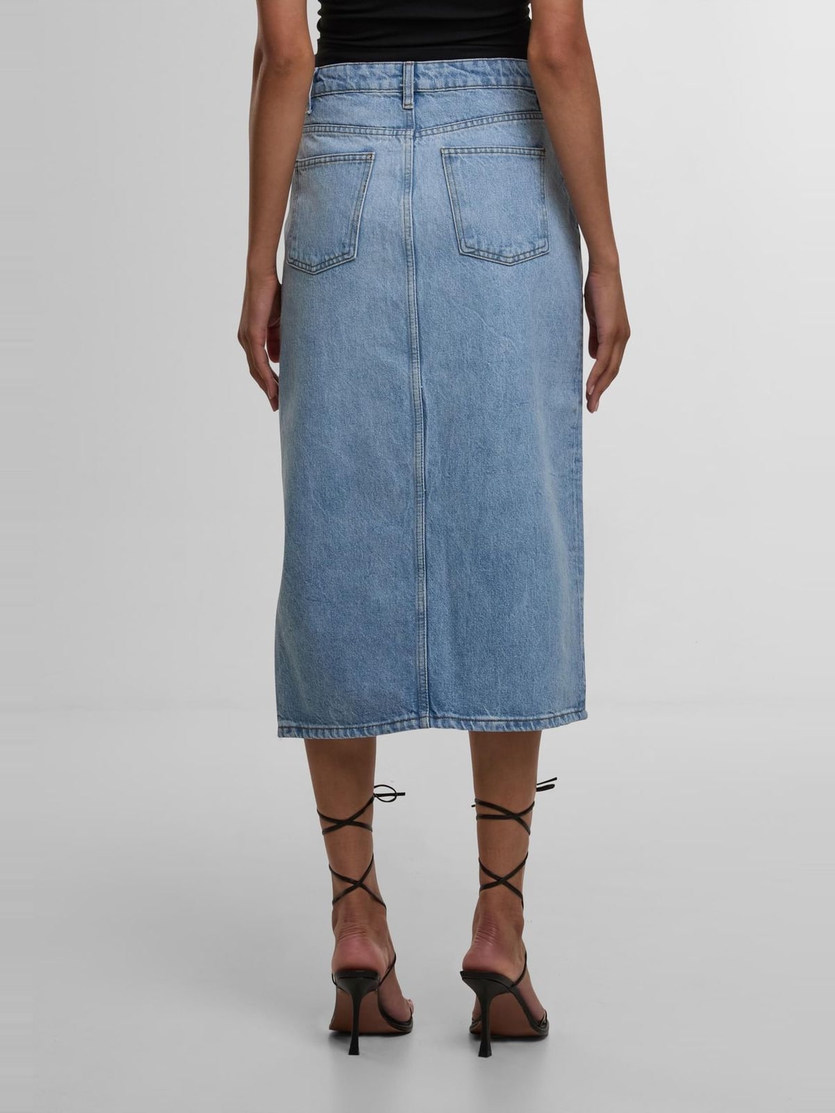 Midi denim φούστα Queens με βαθιά πλαϊνή σχισμή DFLSK014-00344 DEF lightblue