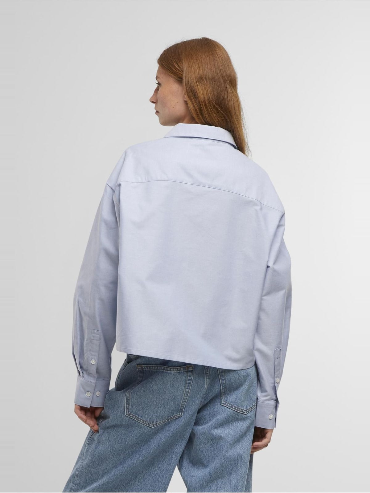 Γυναικεία κοντή μπλούζα Oxford με cropped σχέδιο TB8170-21513 Urban Classics lighthorizonblue