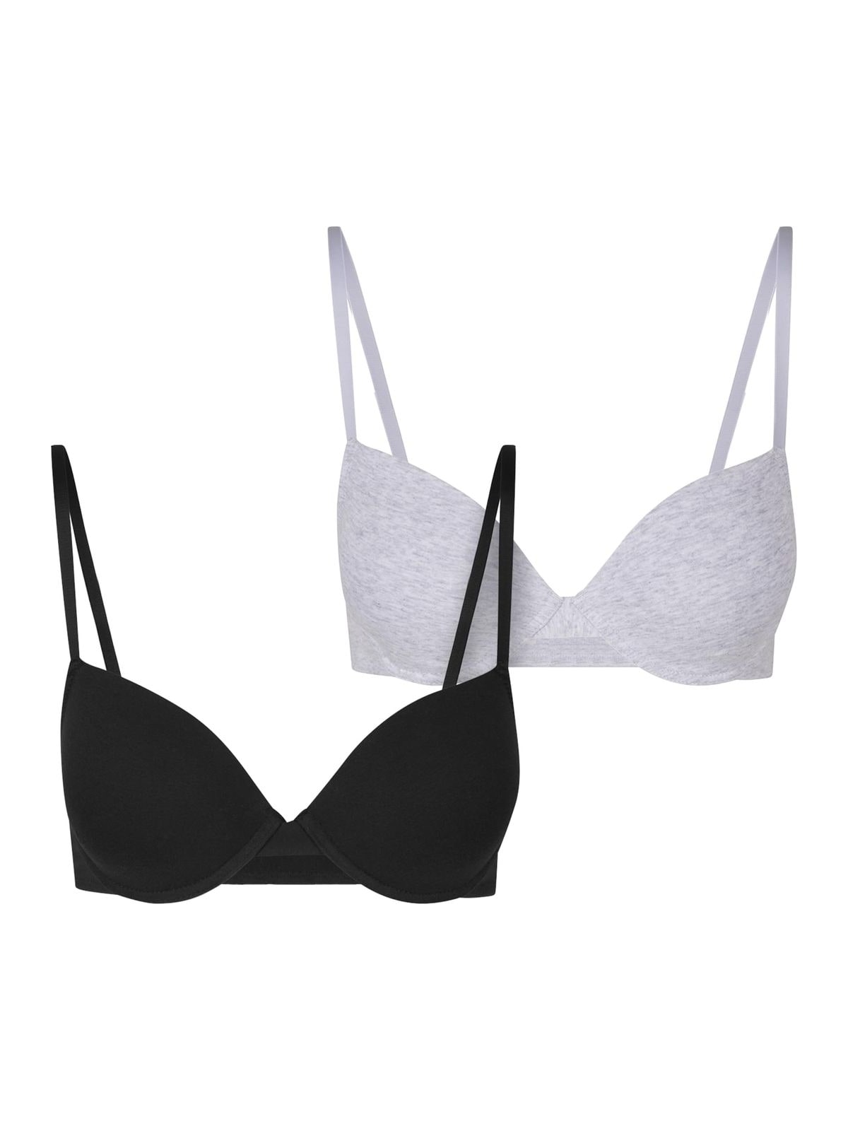 Γυναικείο σουτιέν Basic Cotton Bra 2-Pack με ελαστικές τιράντες TB7652A-03103 Urban Classics black+heathergrey
