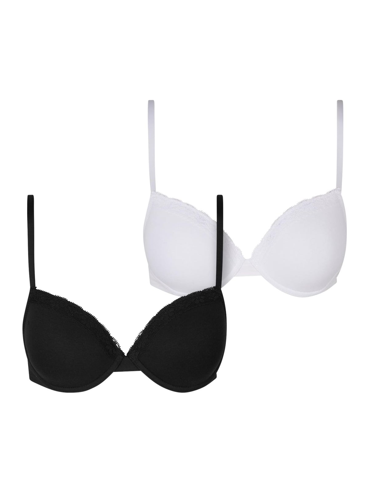 Γυναικείο σουτιέν Basic Cotton Bra Lace 2-Pack με δαντέλα TB7653A-03102 Urban Classics black+white