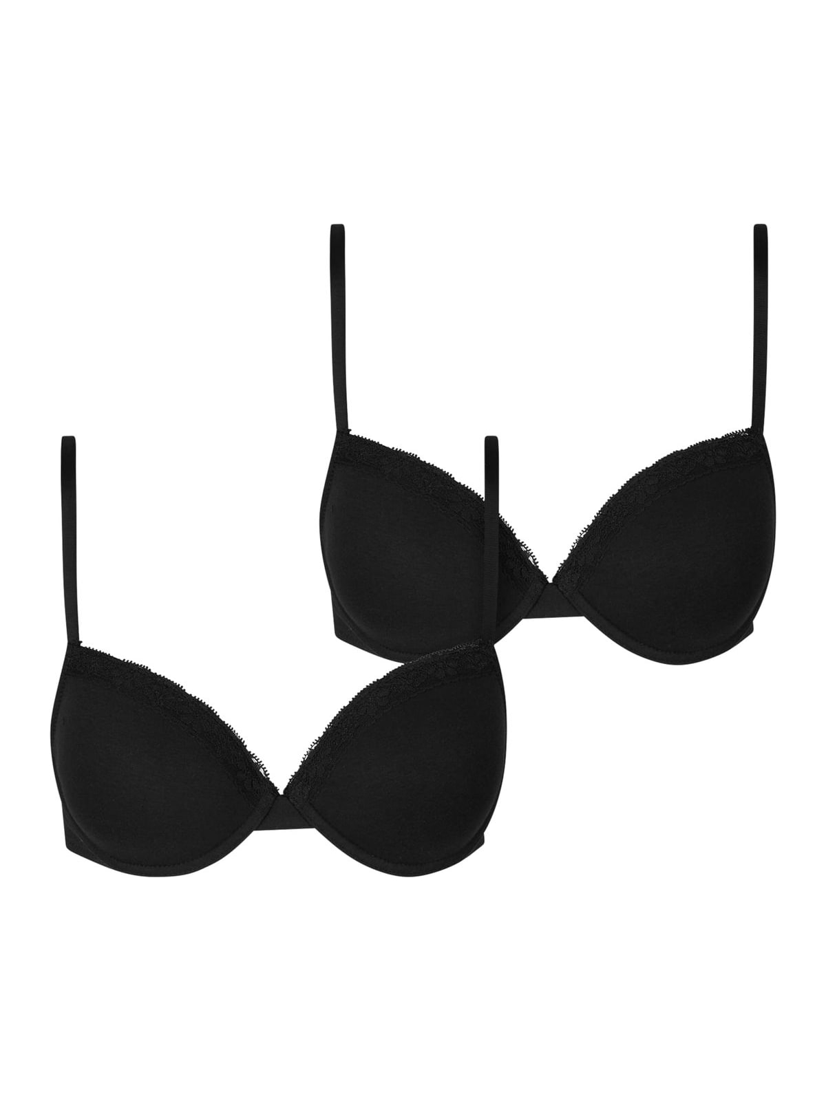 Γυναικείο σουτιέν Basic Cotton Bra Lace 2-Pack με δαντέλα TB7653A-03169 Urban Classics black+black