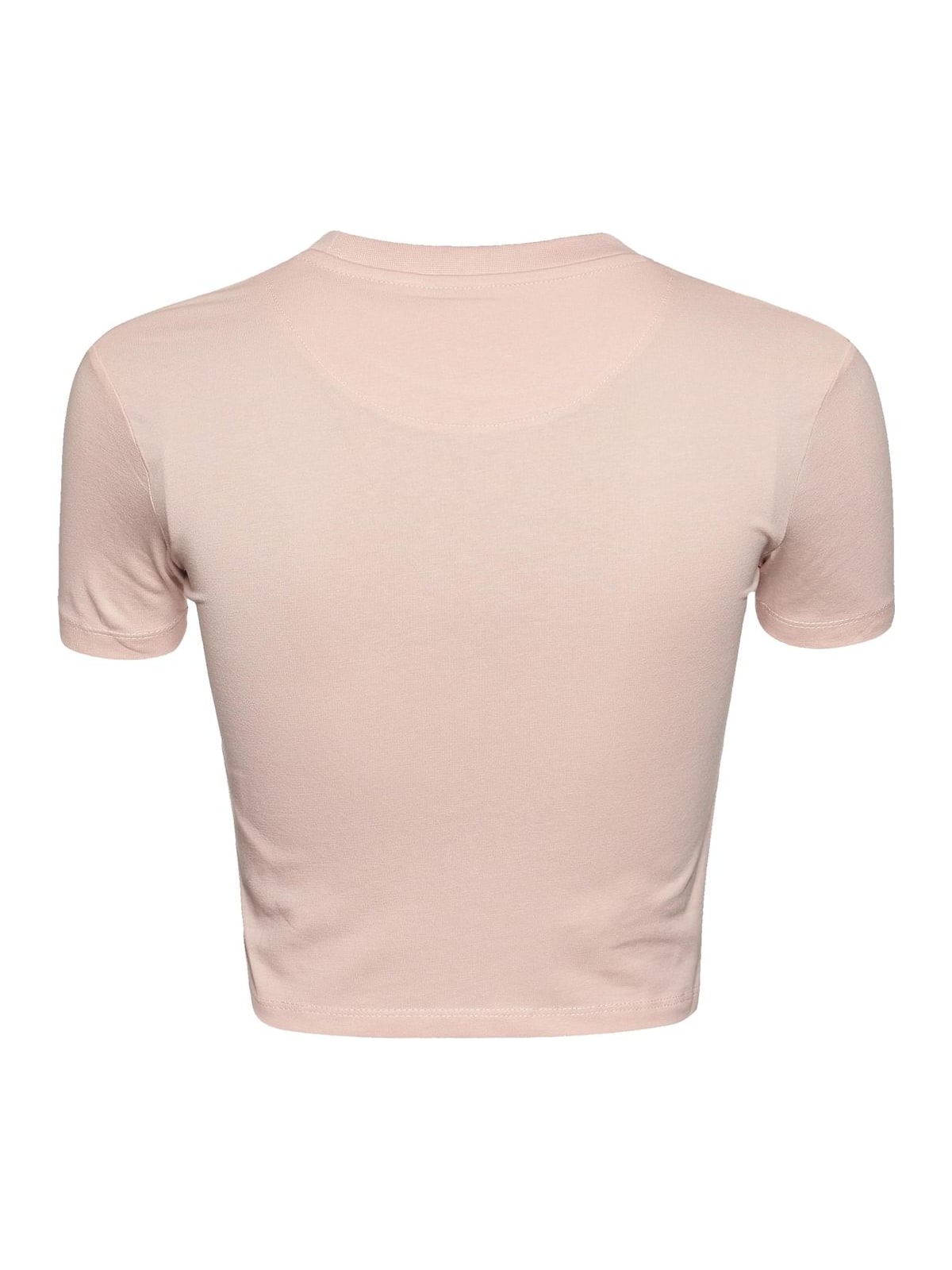 Cropped T-shirt DEF μινιμαλιστικό σχέδιο με εφαρμοστή γραμμή DFLTS208-04857 peach whip
