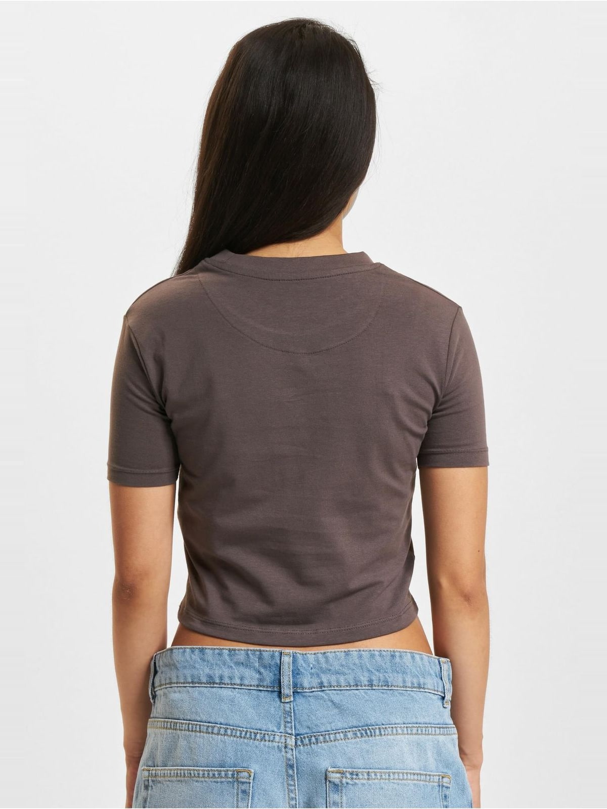 Cropped T-shirt DEF μινιμαλιστικό σχέδιο με εφαρμοστή γραμμή DFLTS208-18932 pavement
