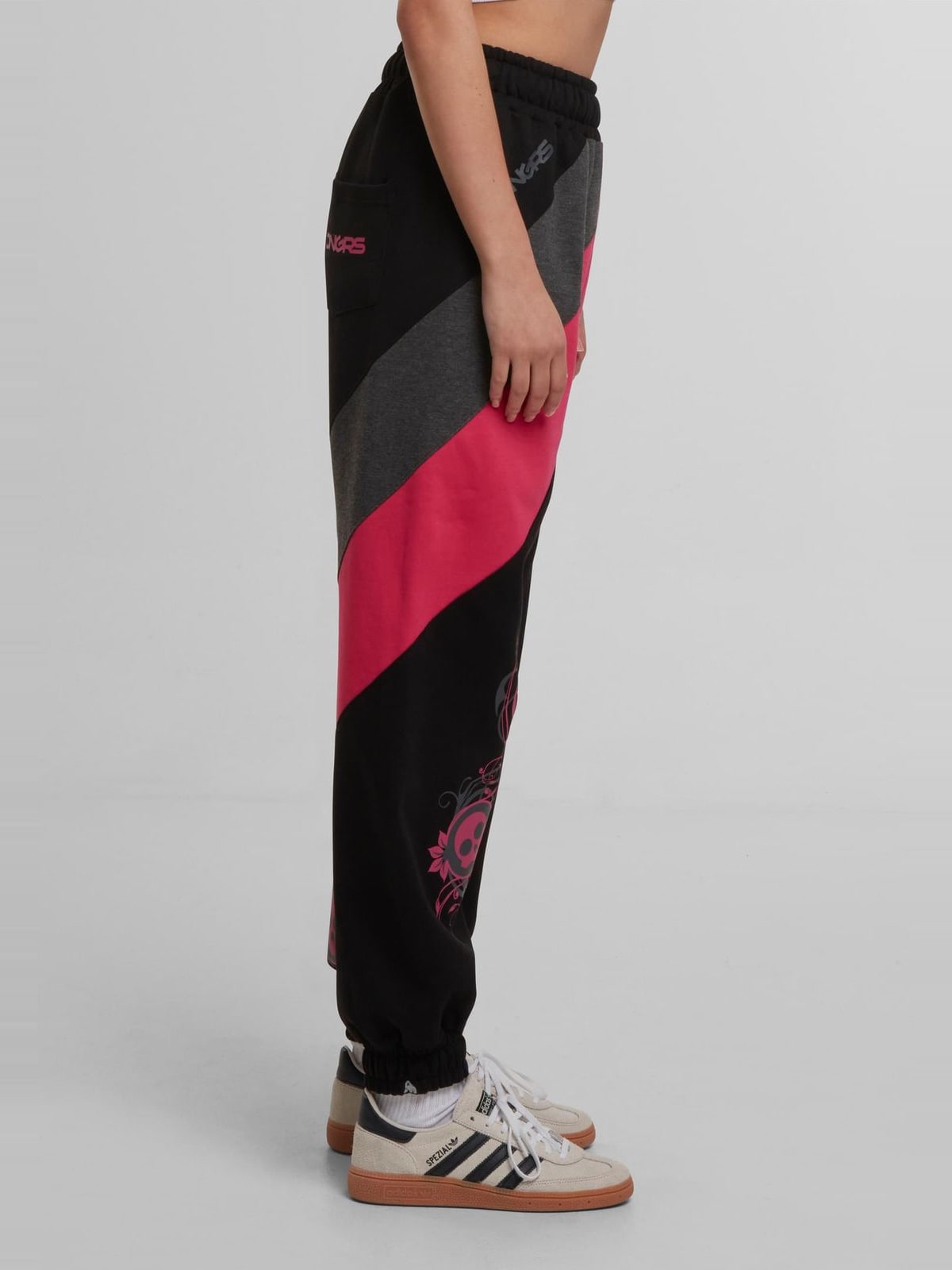 Loose-fit Skull Sweatpants με ελαστική μέση DLSP054-03973 Dangerous DNGRS black/pink