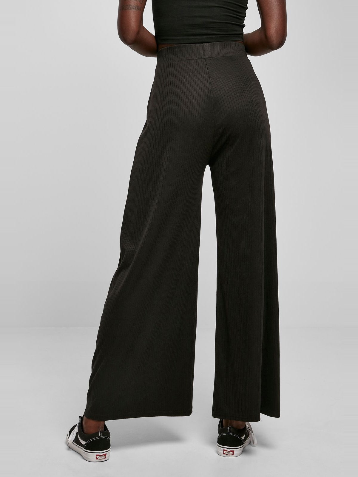 Γυναικείες παντελόνες Rib Jersey Wide Leg με χαλαρή εφαρμογή TB5029-00007 Urban Classics black