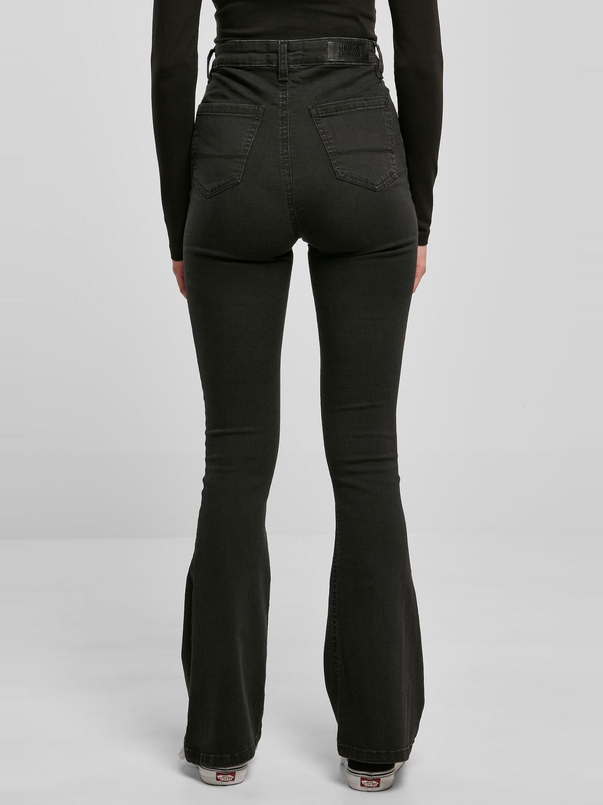 Γυναικείο παντελόνι τζιν Super Stretch Bootcut με φαρδιές μανσέτες TB5451-00618 Urban Classics black stone washed