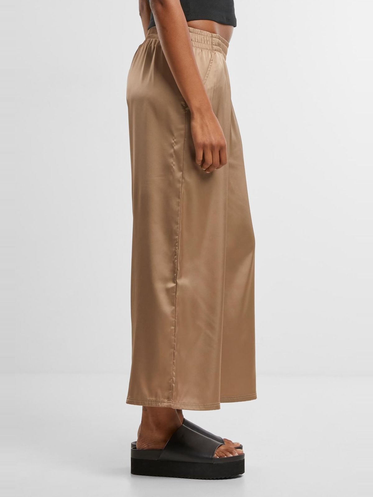 Γυναικεία παντελόνια culottes Ladies Satin Wide Leg με ελαστική μέση TB7488-03257 Urban Classics softtaupe