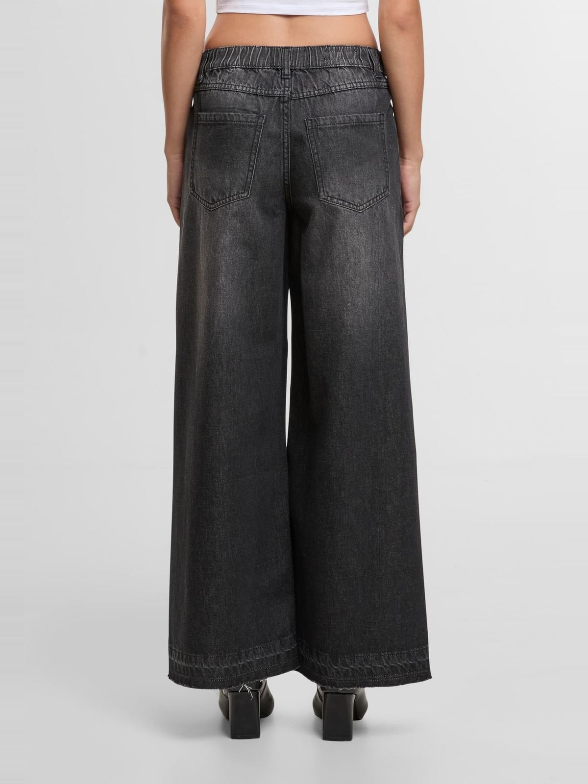Φαρδιά γραμμή jeans Ladies Wide Leg Denim με ελαστική μέση TB7712-00709 Urban Classics black washed