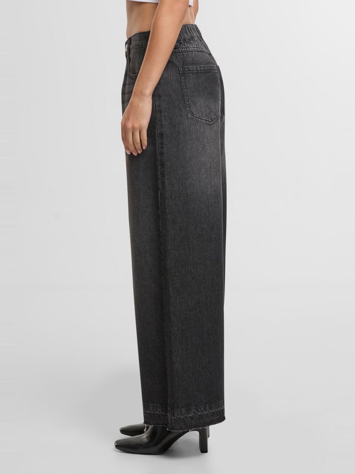 Φαρδιά γραμμή jeans Ladies Wide Leg Denim με ελαστική μέση TB7712-00709 Urban Classics black washed