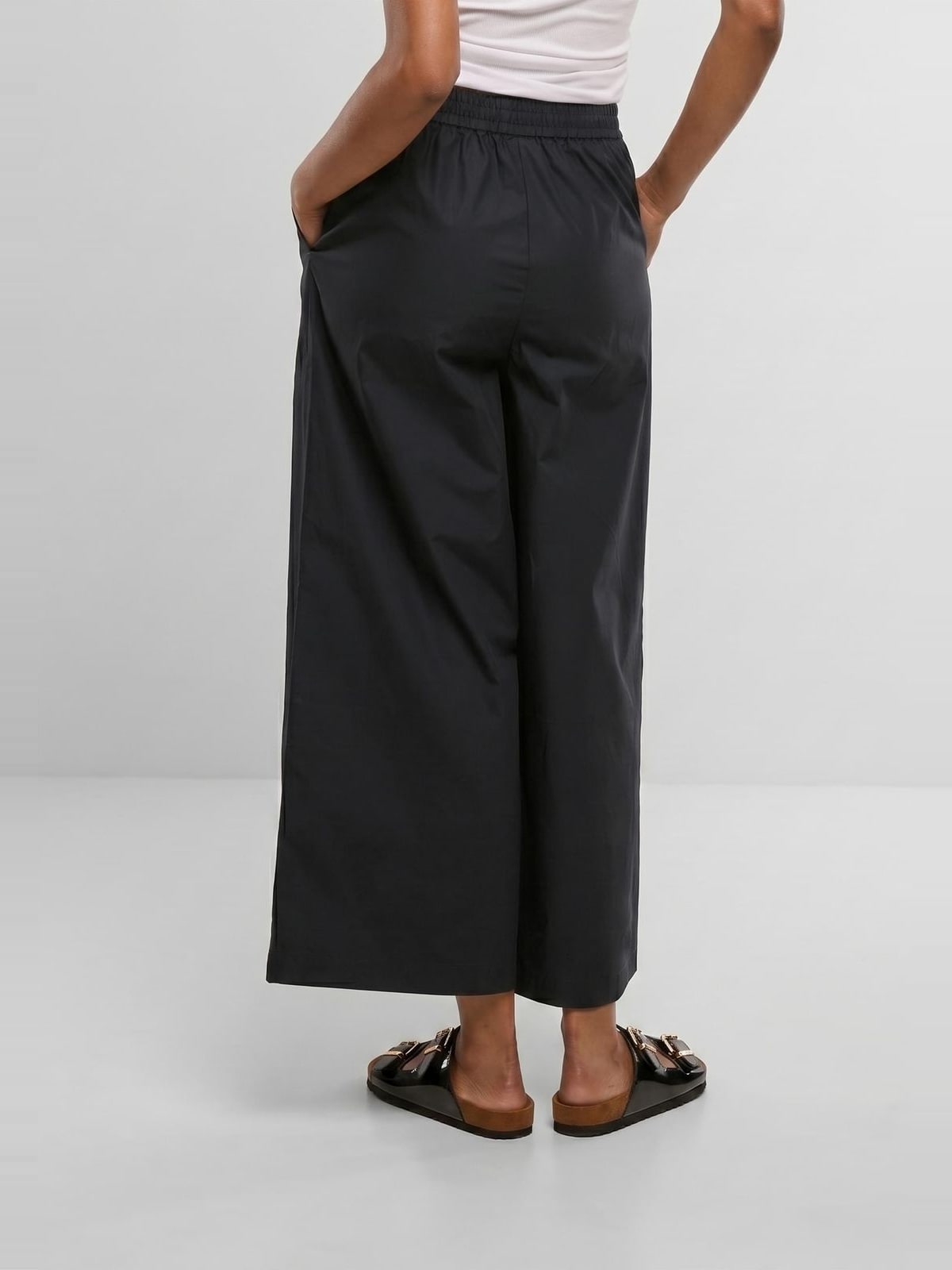 Φαρδιές cropped παντελόνες Ladies Popeline με ελαστική μέση TB8279-00007 Urban Classics black