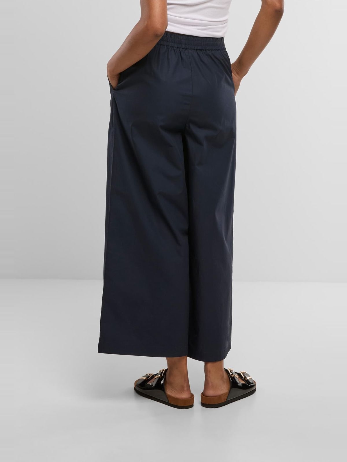 Φαρδιές cropped παντελόνες Ladies Popeline με ελαστική μέση TB8279-00155 Urban Classics navy