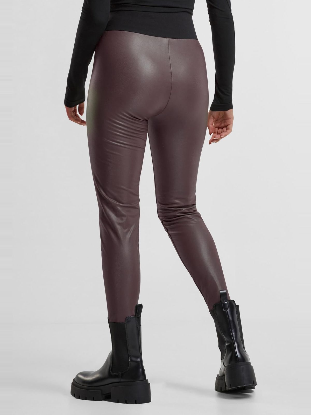 Γυναικεία κολάν Faux Leather High Waist με ψηλή μέση TB3001-02243 Urban Classics redwine