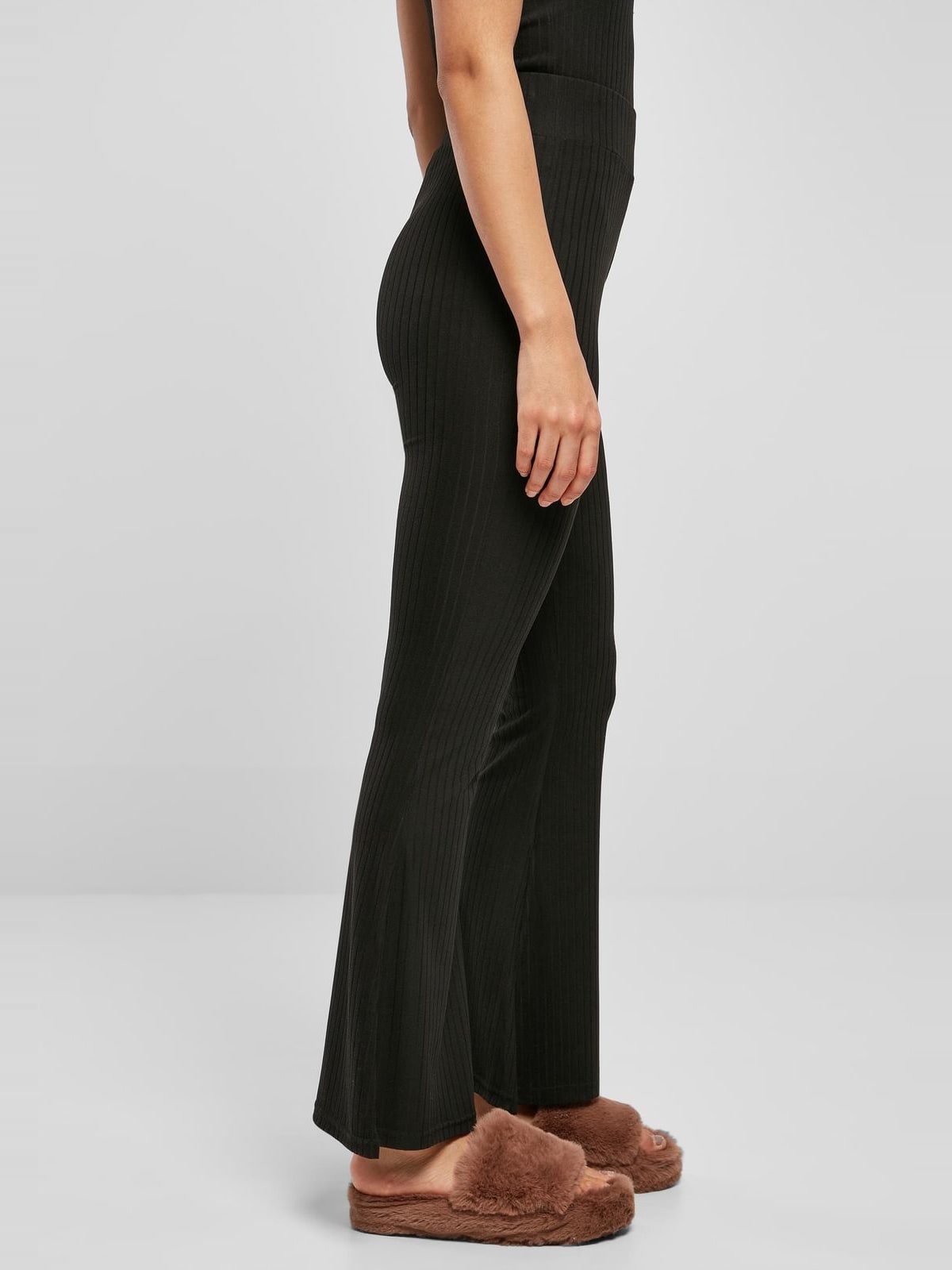 Γυναικεία κολάν High Waist Rib Flared με ελαστική ζώνη TB5031-00007 Urban Classics black