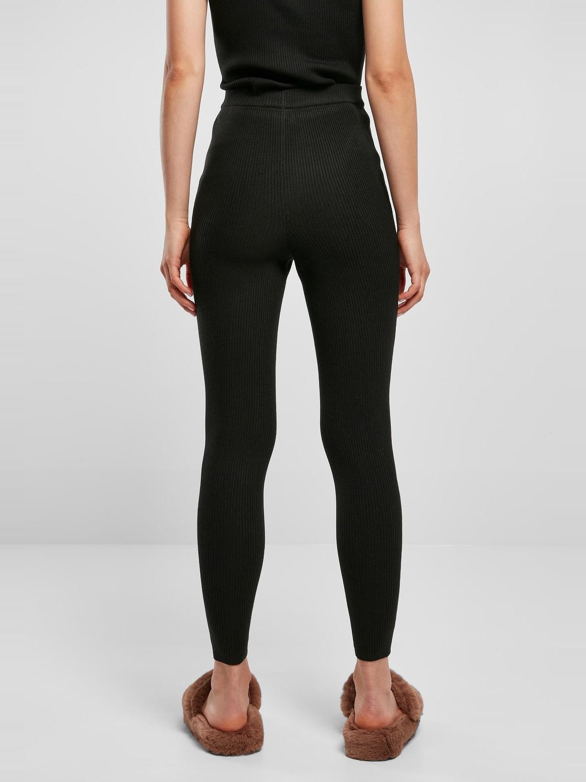 Γυναικεία κολάν Rib Knit με ελαστική φαρδιά μέση TB5057-00007 Urban Classics black