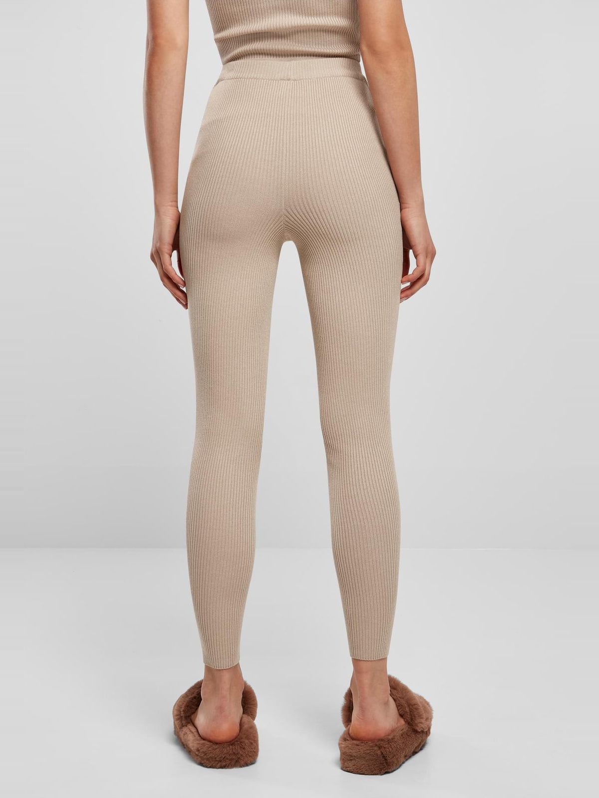 Γυναικεία κολάν Rib Knit με ελαστική φαρδιά μέση TB5057-03339 Urban Classics lighttaupe