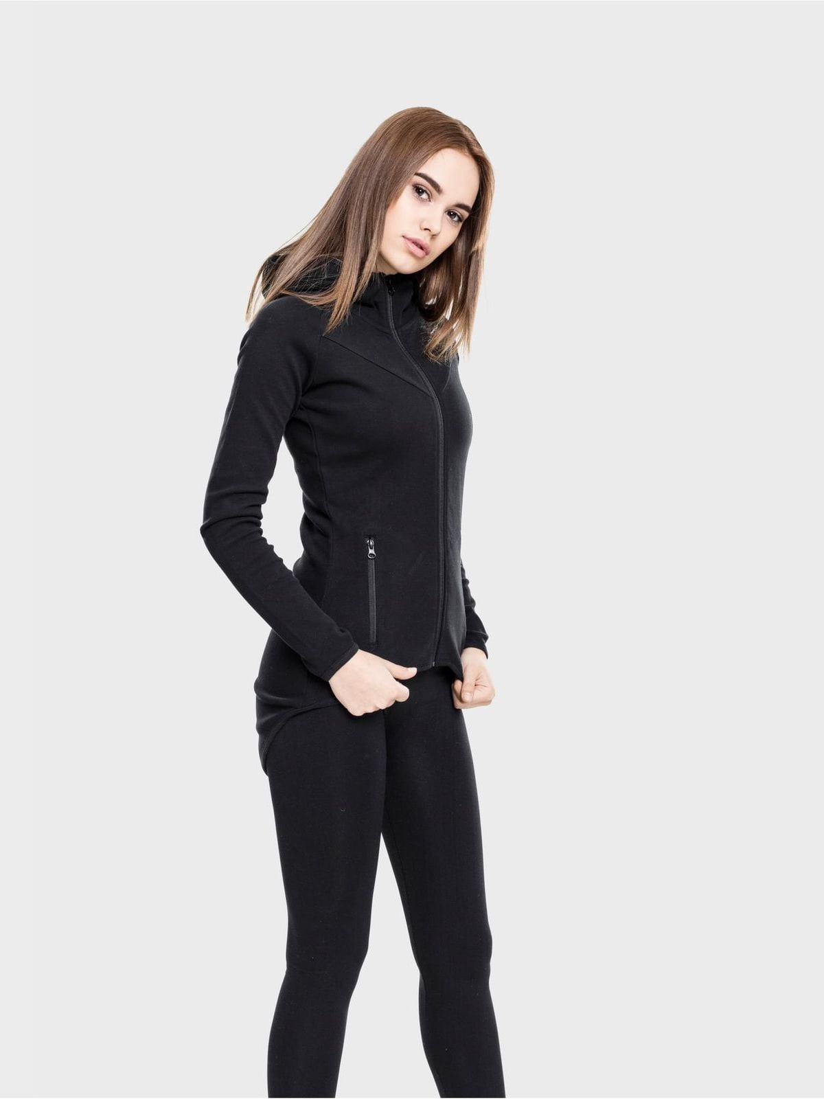 Γυναικείο φούτερ με φερμουάρ Ladies Athletic Interlock Zip Hoody άνετο ύφασμα TB1325-00007 Urban Classics black