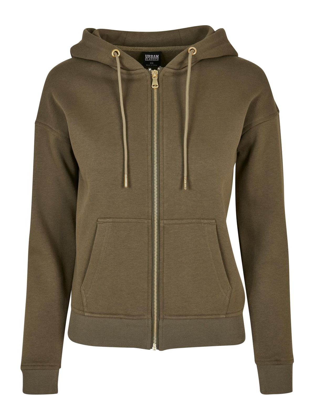 Γυναικείο φούτερ με φερμουάρ Ladies Classic Zip Hoody με κουκούλα TB1982-00176 Urban Classics olive