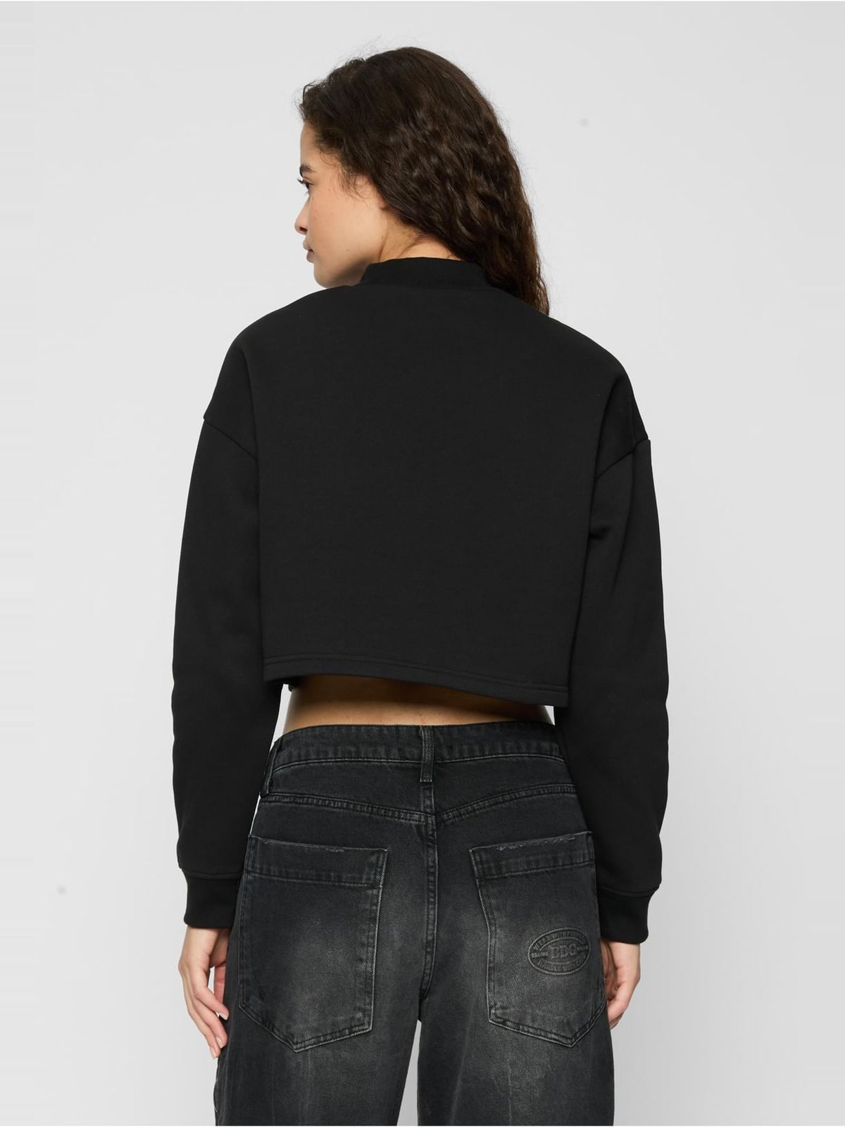 Cropped Oversized Sweat High Neck Crew άνετη εφαρμογή TB4560-00007 Urban Classics black