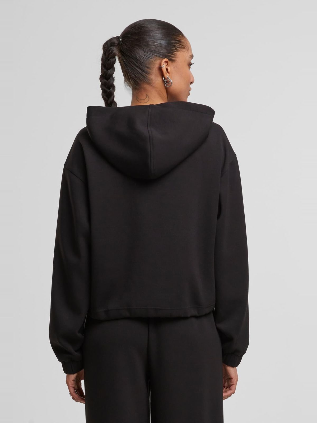 Γυναικείο hoodie Soft Touch Zip με μισό φερμουάρ TB7709-00007 Urban Classics black