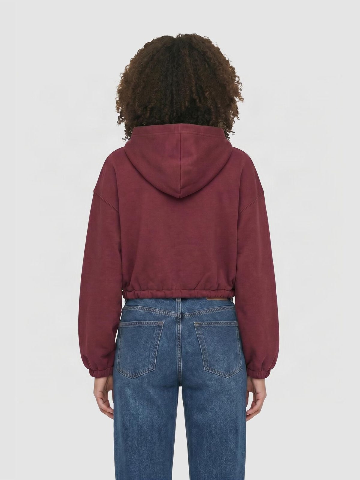 Γυναικείο cropped hoodie με φερμουάρ Fluffy Cropped Zip Hoodie TB8635-00606 Urban Classics burgundy