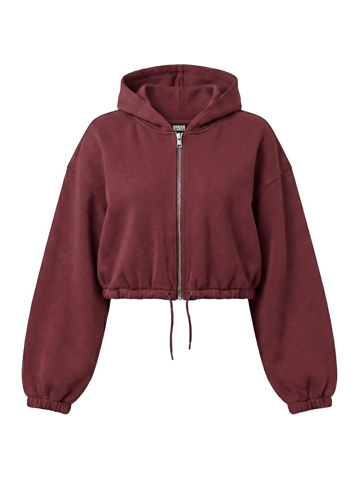 Γυναικείο cropped hoodie με φερμουάρ Fluffy Cropped Zip Hoodie TB8635-00606 Urban Classics burgundy